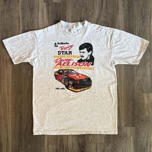 Vintage Davey Allison NASCAR T-Shirt Men's Size XL Gray 1990s Single Stitch